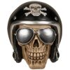 HUCHA CALAVERA MOTORISTA CASCO NEGRO CON GAFAS