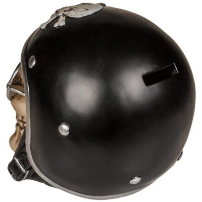 HUCHA CALAVERA MOTORISTA CASCO NEGRO CON GAFAS - Imagen 3