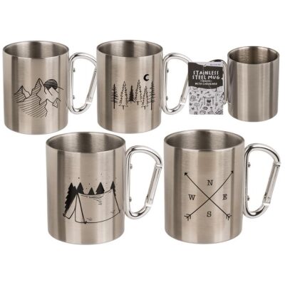 TAZA ACERO CON MOSQUETON ESTAMPADA