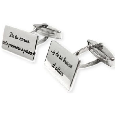 GEMELO PLATA RECTANGULAR CON GRABADO FECHA