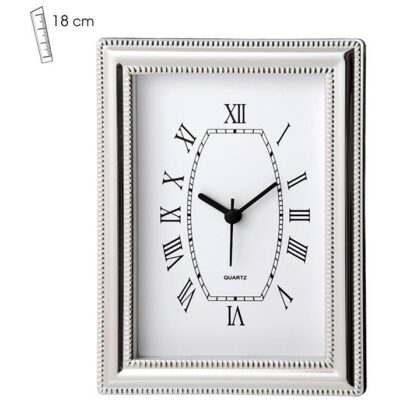 RELOJ MESA MARCO PLATEADO PERLAS