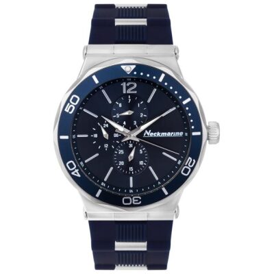 RELOJ NECKMARINE CAUCHO AZUL CORREA APLIQUES ACERO