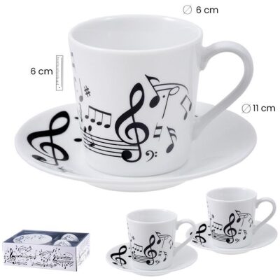 SET 2 TAZAS+PLATOS CAFE MUSICA CLASICA