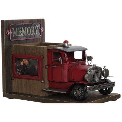 SUJETALIBROS MADERA CAMION BOMBERO VINTAGE - Imagen 2
