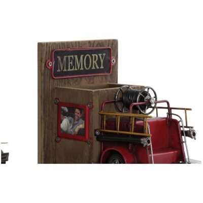 SUJETALIBROS MADERA CAMION BOMBERO VINTAGE - Imagen 3