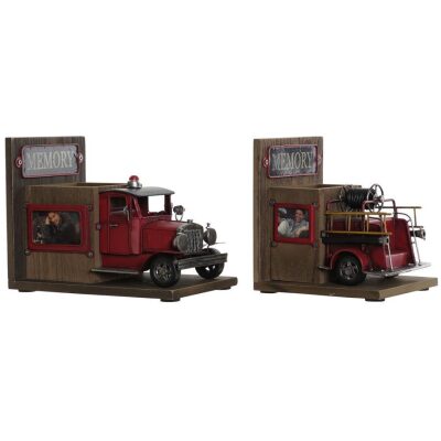 SUJETALIBROS MADERA CAMION BOMBERO VINTAGE - Imagen 4