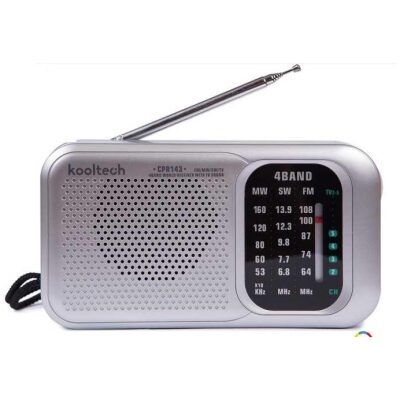 RADIO BOLSILLO KOOLTECH  4 BANDAS APAISADA PLATA
