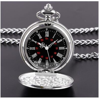 RELOJ BOLSILLO CUARZO ESFERA NEGRA  Nº 24 H  ROJO