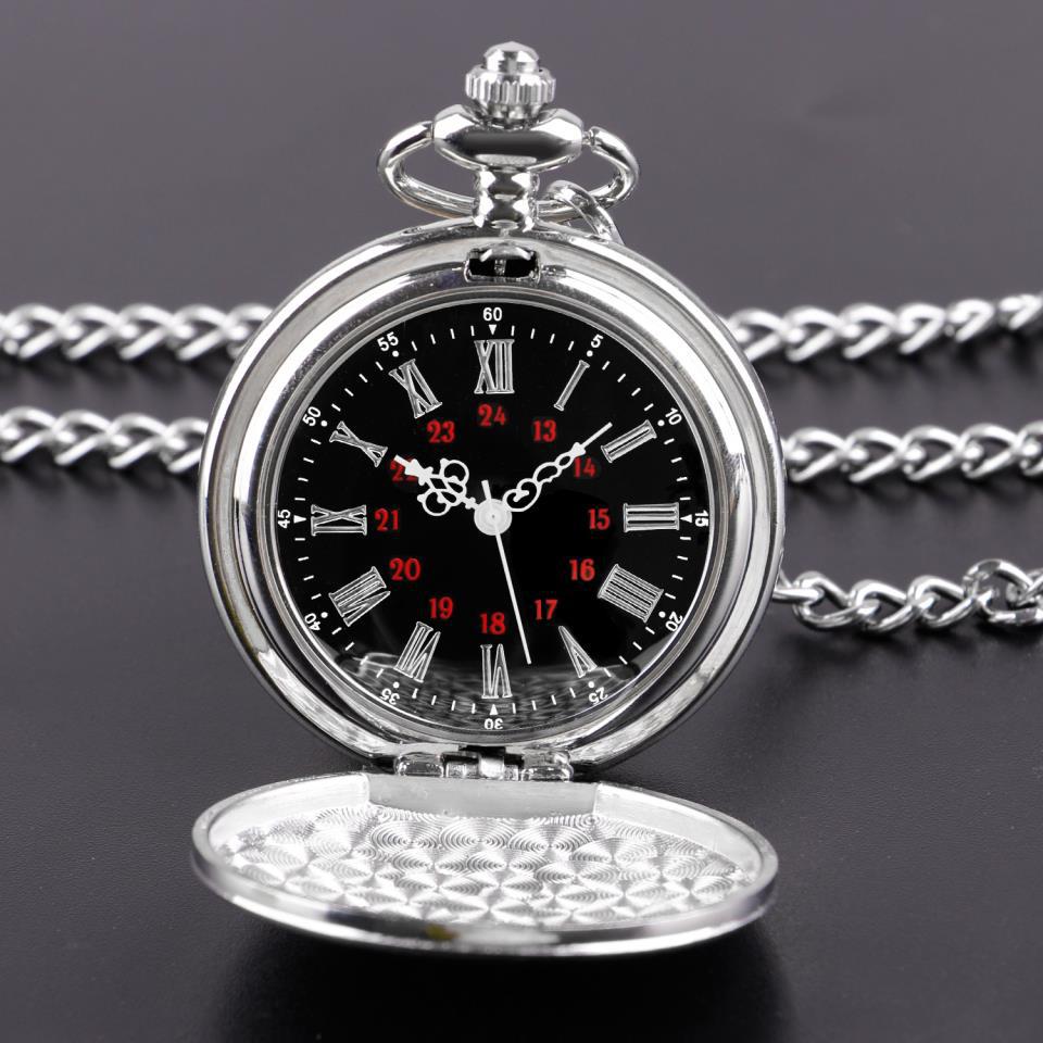 RELOJ BOLSILLO CUARZO ESFERA NEGRA  Nº 24 H  ROJO