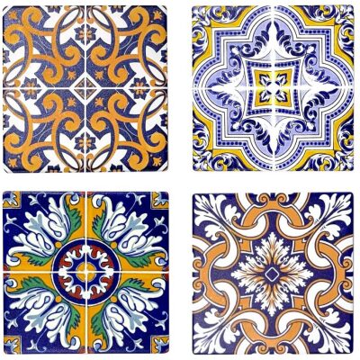 POSAVASOS 4 UNID  AZULEJOS HIDRAULICOS