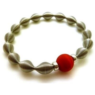 PULSERA ACERO QUIRURGICO-PLATA ONDAS MURANO