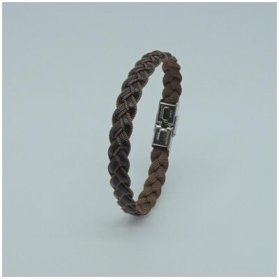 PULSERA I TEXTIL PIEL TRENZADA GRIS