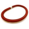 PULSERA TUBULAR PIEL-PLATA ABIERTA