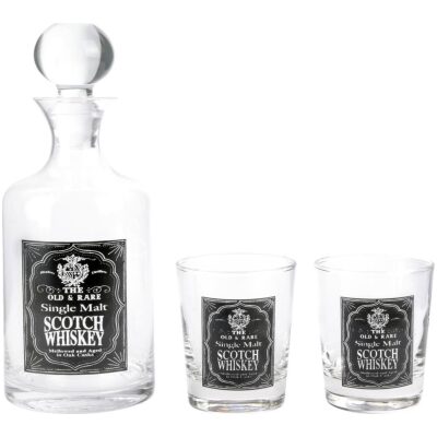 BOTELLA 2 VASOS WHISKY ETIQUETA NEGRA SCOTCH