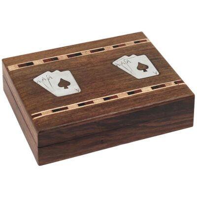 CARTAS DOBLE POCKER CAJA DECORADA EN MADERA