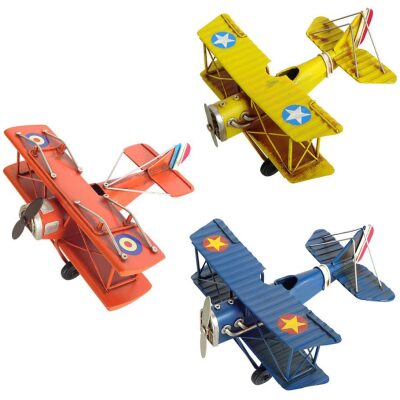 METAL AVION BIPLANO 16 CM  COL  SURTIDOS