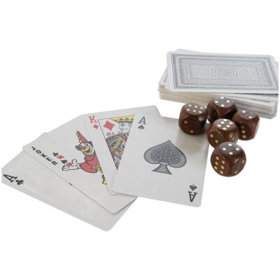 CARTAS DADO CAJA MADERA SIMBOLO POCKER