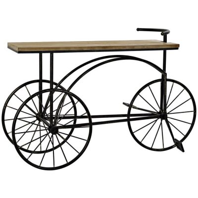 CONSOLA METAL ABETO BICICLETA NEGRA 128X40X82 CM 