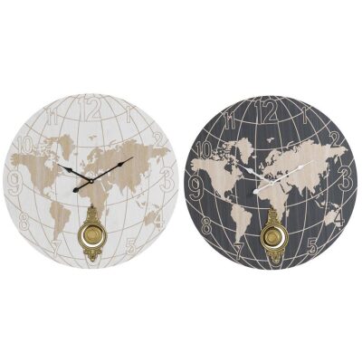 RELOJ PARED 58 CM  MAPAMUNDI PENDULO 2 COL 