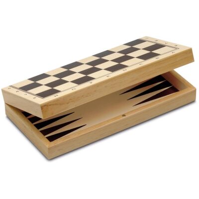 AJEDREZ DAMAS BACKGAMMON PLEGABLE 35X15 CM