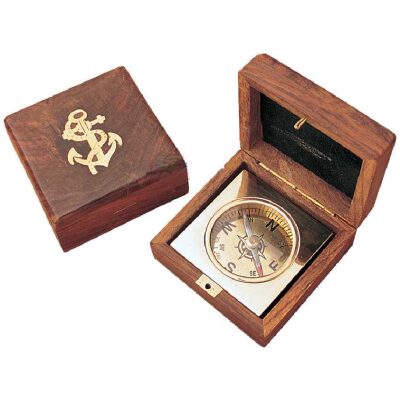 BRUJULA CAJA MADERA 8X8 CM 