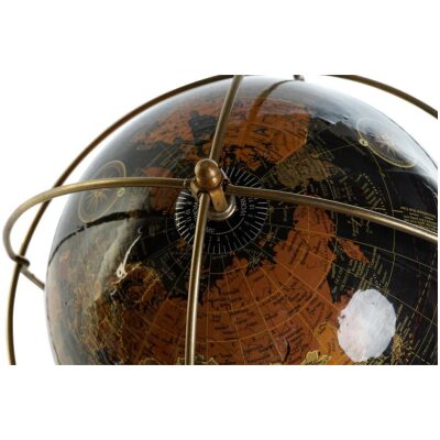 GLOBO TERRAQUEO ALUMINIO DORADO ESFERA NEGRA