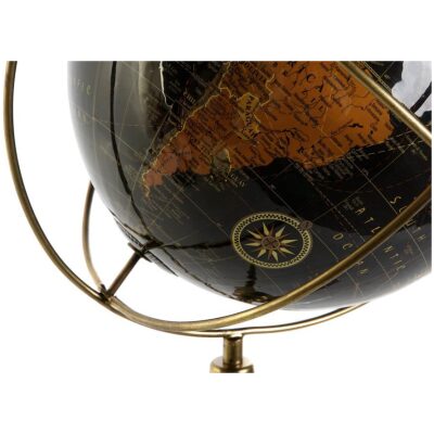 GLOBO TERRAQUEO ALUMINIO DORADO ESFERA NEGRA