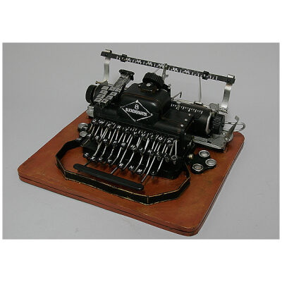 METAL MAQUINA ESCRIBIR RETRO BASE MADERA