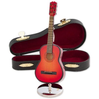 MINIATURA MUSICAL GUITARRA 16 CM  MADERA ROJA