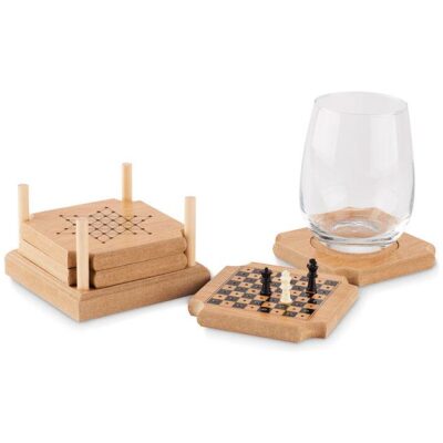 POSAVASOS CORCHO Y MDF 4 JUEGOS MESA