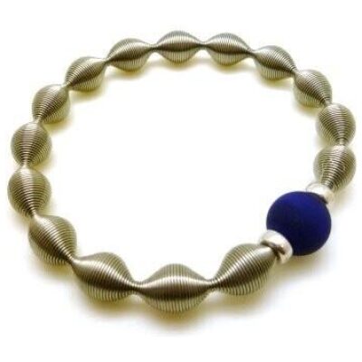 PULSERA ACERO QUIRURGICO-PLATA ONDAS MURANO
