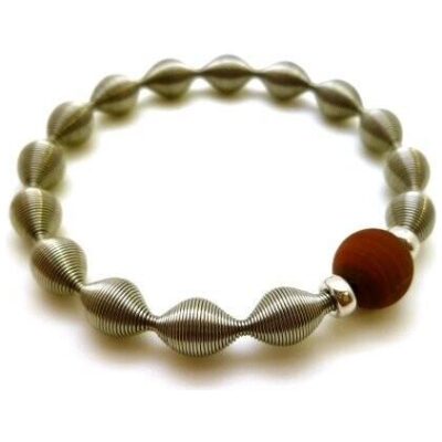 PULSERA ACERO QUIRURGICO-PLATA ONDAS MURANO
