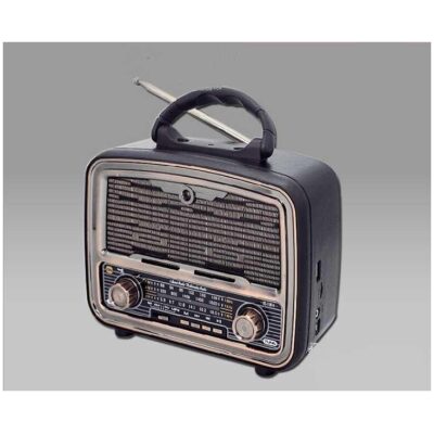 RADIO VINTAGE NEGRA FILO BRONCE  ASA GRUESA