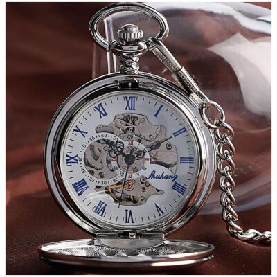 RELOJ BOLSILLO CUERDA BLANCA O BRONCE  N ROMANOS 