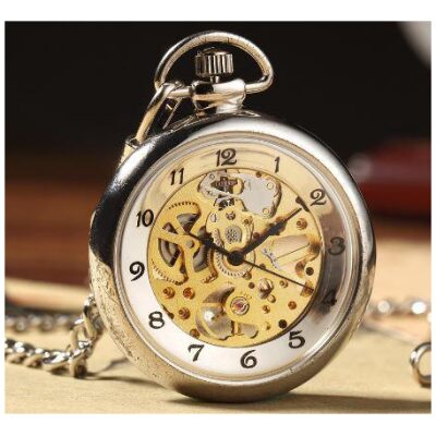 RELOJ BOLSILLO CUERDA LISO SIN TAPA SILVER