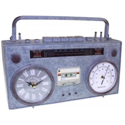 RELOJ MESA METAL GRIS RADIO CASSETTE