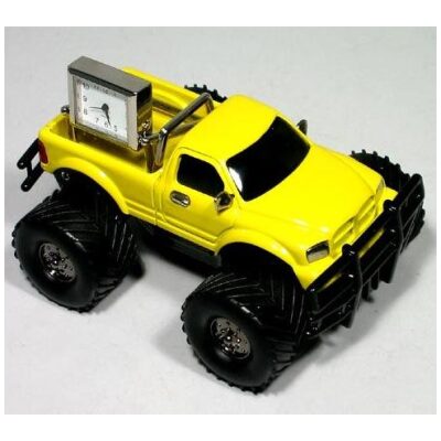 RELOJ MESA MINIATURA COCHE-TANQUE AMARILLO