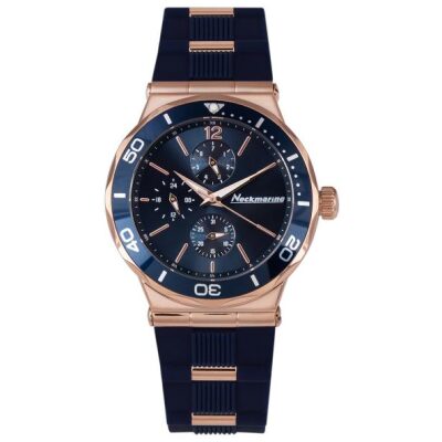 RELOJ NECKMARINE CAUCHO AZUL ACERO ROSADO