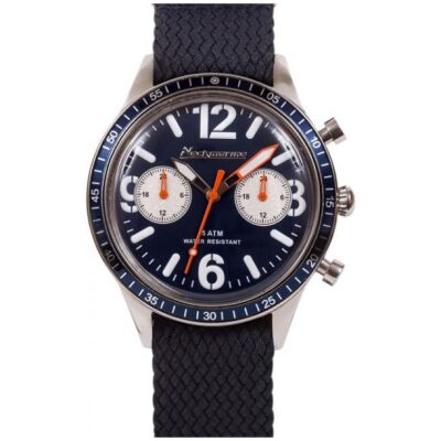 RELOJ NECKMARINE VINTAGE CAUCHO AZUL AGUJAS NARANJ