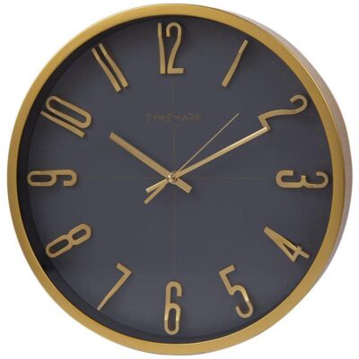 RELOJ PARED 34 CM  Nº RELIEVE GRIS DORADO CL29/10