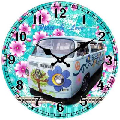 RELOJ PARED CRISTAL 17 CM VOLKSWAGEN PEACE&LOVE FO