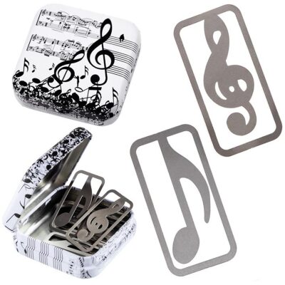 SET 12 CLIPS NOTAS MUSICALES CAJA DECORADA