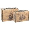 SET 2 CAJAS MALETAS BARCO EN CORCHO