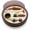 SET VINOS 5 PZAS   CAJA REDONDA MADERA