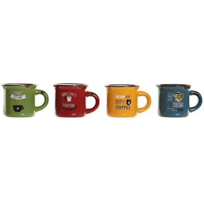 TAZA PEQUEÑA RETRO FRASES CAFE 4 COL