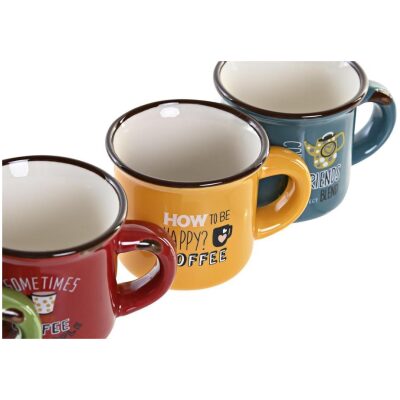 TAZA PEQUEÑA RETRO FRASES CAFE 4 COL