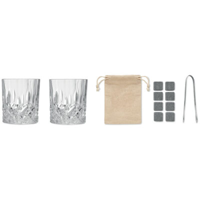 VASOS WHISKY CON CUBITOS ENFRIADORES CAJA MADERA