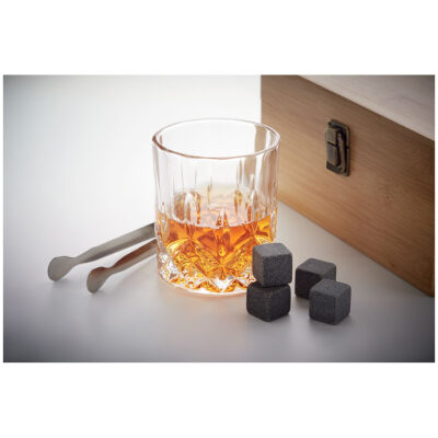 VASOS WHISKY CON CUBITOS ENFRIADORES CAJA MADERA