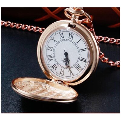 RELOJ BOLSILLO CUARZO DORADO LISO ESF  BL o NEG