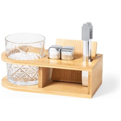 VASO WHISKI SOPORTE MADERA   UTILES